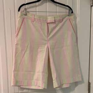 Lilly Pulitzer Striped Pink and Green Seersucker Women Shorts - 12